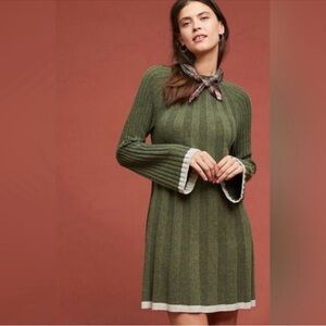 Anthropologie Arsenau Knit Sweater Dress Sz MP Petite Ribbed Wool Alpaca Blend